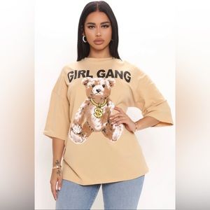 Girl Gang Teddy Tunic Top - Khaki
